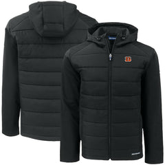 NFL Cincinnati Bengals Cutter & Buck Big & Tall Evoke Hybrid Eco Softshell Recycled Full-Zip Hooded Jacket