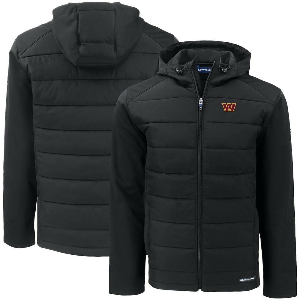 NFL Washington Commanders Cutter & Buck Big & Tall Evoke Hybrid Eco Softshell Recycled Full-Zip Hooded Jacket