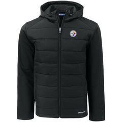 NFL Pittsburgh Steelers Cutter & Buck Evoke PrimaLoft Hybrid Eco Softshell Recycled Full-Zip Hooded Jacket