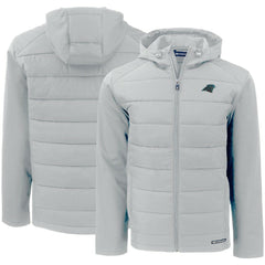 NFL Carolina Panthers Cutter & Buck Evoke PrimaLoft Hybrid Eco Softshell Recycled Full-Zip Hooded Jacket