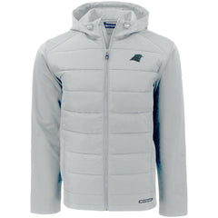 NFL Carolina Panthers Cutter & Buck Evoke PrimaLoft Hybrid Eco Softshell Recycled Full-Zip Hooded Jacket