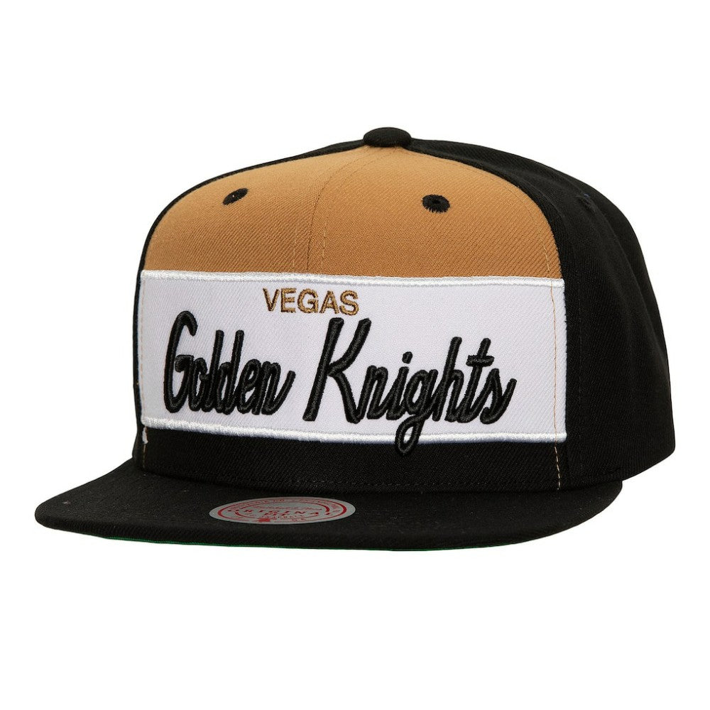 Vegas Golden Knights Mitchell & Ness Retro Script Colorblock Snapback Hat