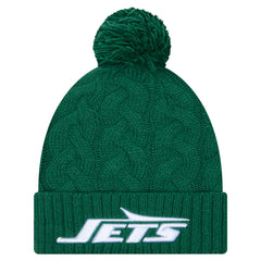 NFL New York Jets Women's Cable Cuffed Knit Hat with Pom