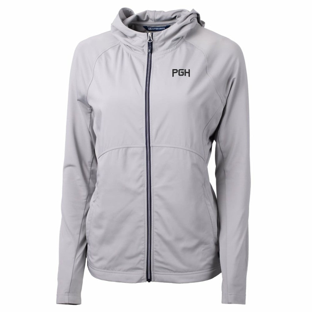 Pittsburgh Pirates Cutter & Buck Women's City Connect Adapt Eco Knit Hybrid Recycled Full-Zip Hooded Jacket - Gray