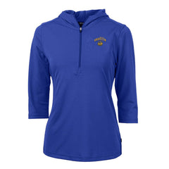 Seattle Mariners Cutter & Buck Women's City Connect Virtue Eco Pique Half-Zip 3/4 Sleeve Pullover Hoodie - Blue