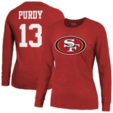 NFL San Francisco 49ers Brock Purdy Majestic Threads Women's Player Name & Number Long Sleeve T-Shirt