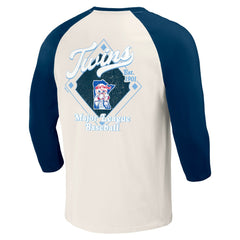 Minnesota Twins Darius Rucker Collection Cooperstown Collection Raglan 3/4-Sleeve T-Shirt - Navy/White