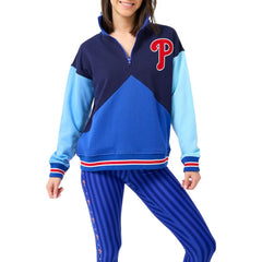 Philadelphia Phillies Terez Women's Classic Colorblock Quarter-Zip Sweatshirt - Navy/Blue