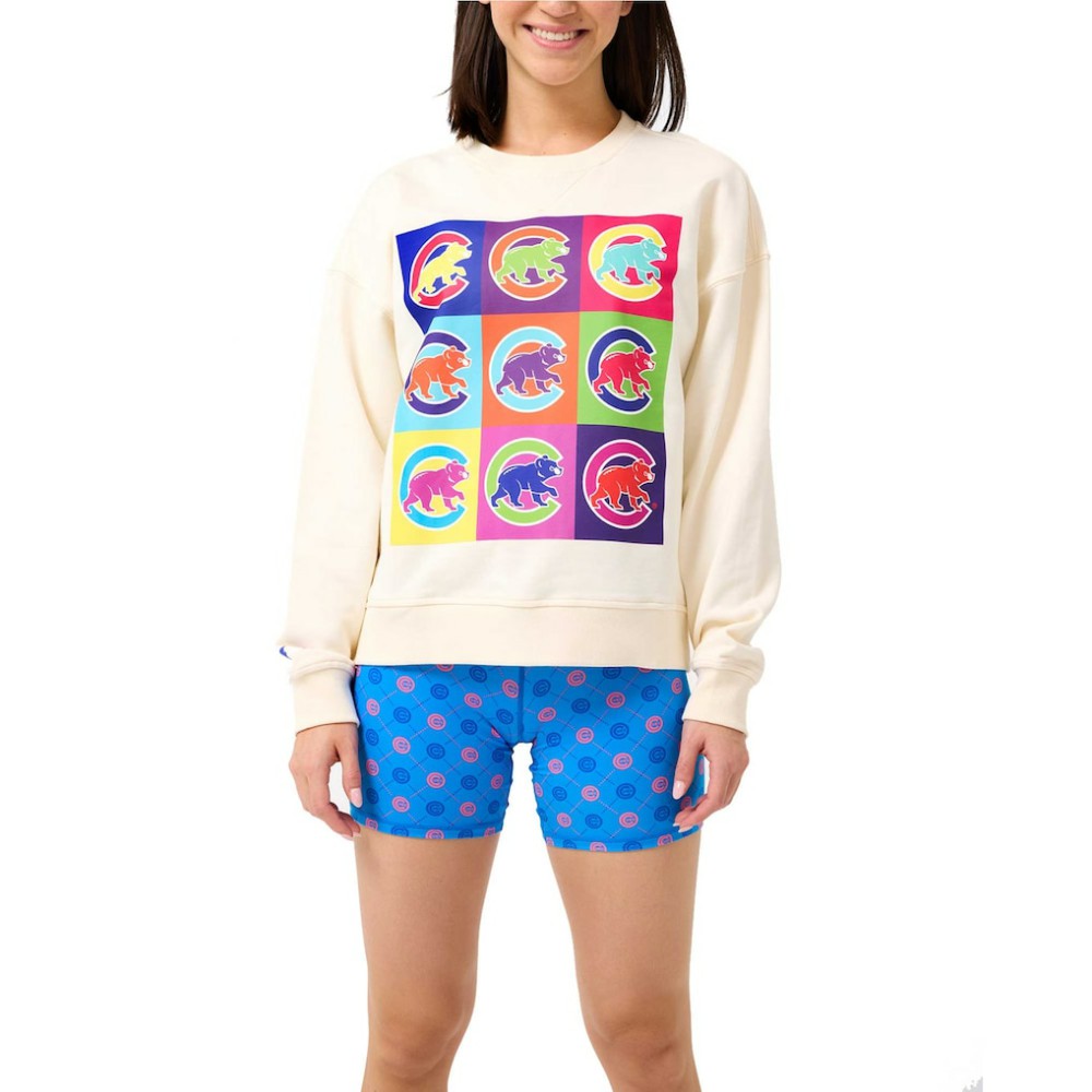 Chicago Cubs Terez Women's Classic Oversized Pullover Sweatshirt - Cream