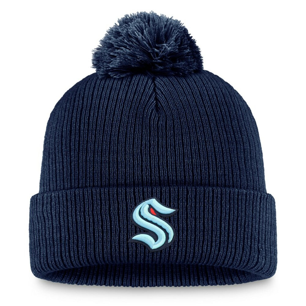 Seattle Kraken Fanatics Primary Logo Cuffed Knit Hat with Pom