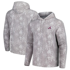 Atlanta Braves Tommy Bahama Palm Frenzy Hoodie Long Sleeve T-Shirt - Gray