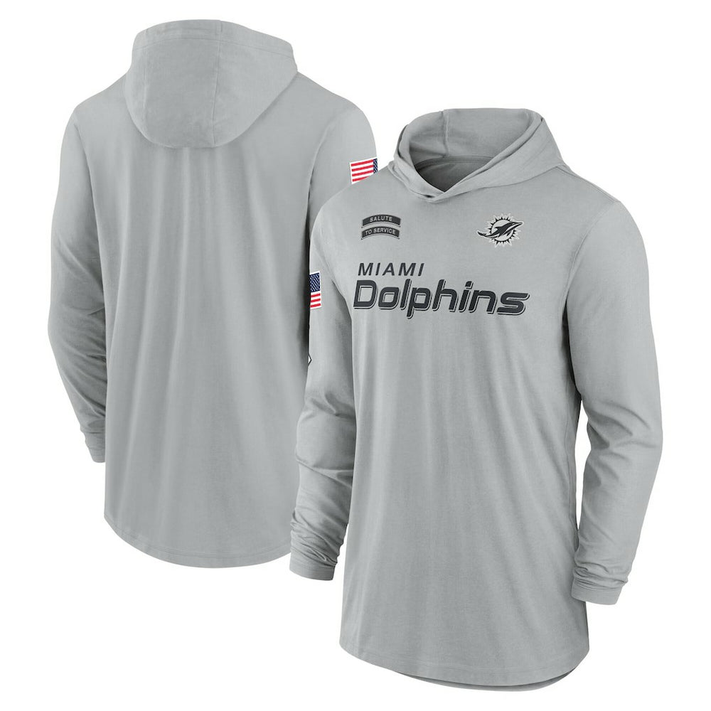 NFL Miami Dolphins 2024 Salute to Service Lightweight Dri-FIT Long Sleeve Hoodie T-Shirt