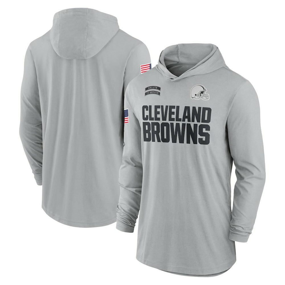 NFL Cleveland Browns 2024 Salute to Service Lightweight Dri-FIT Long Sleeve Hoodie T-Shirt