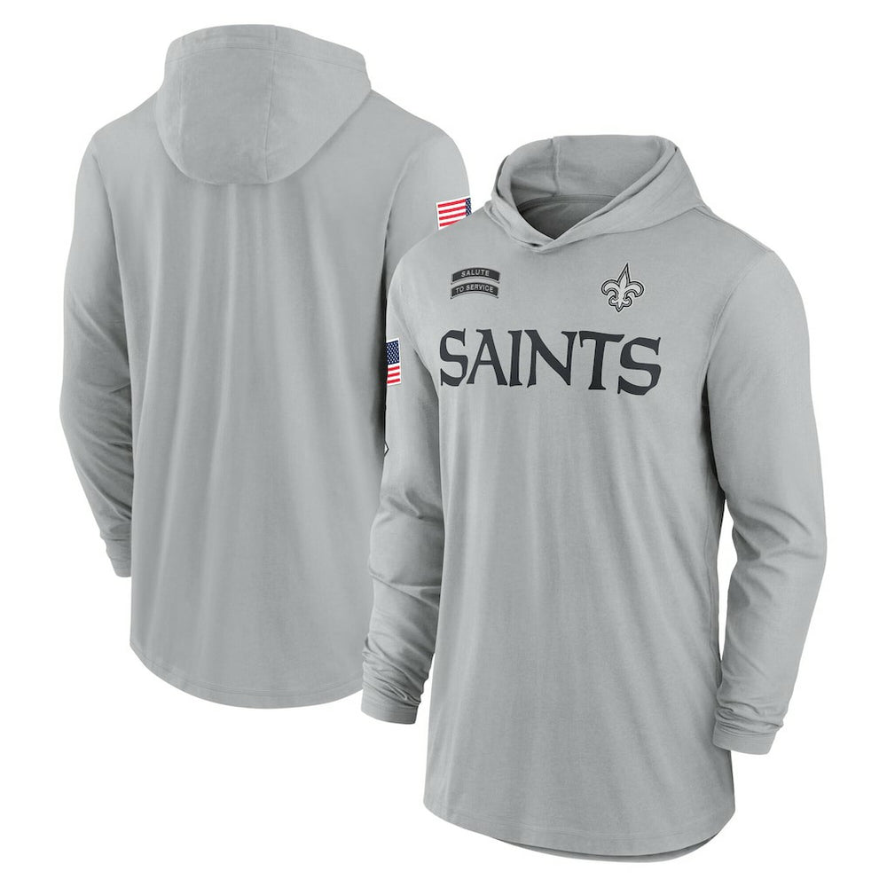 NFL New Orleans Saints 2024 Salute to Service Lightweight Dri-FIT Long Sleeve Hoodie T-Shirt