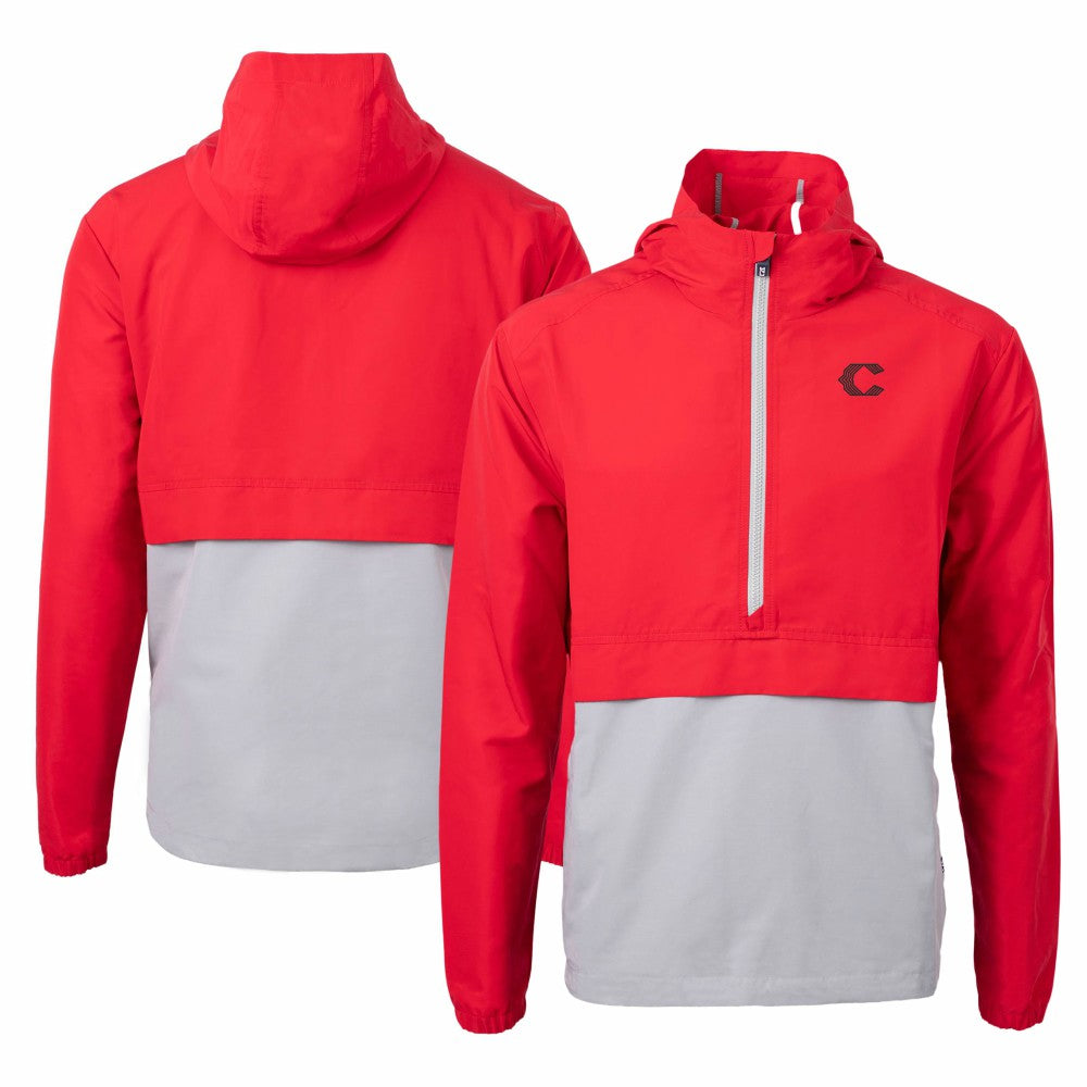 Cincinnati Reds Cutter & Buck City Connect Charter Eco Recycled Half-Zip Anorak Jacket - Red/Gray