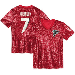NFL Atlanta Falcons Bijan Robinson Girls Youth Sequin V-Neck Fashion Jersey