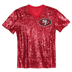 NFL San Francisco 49ers Christian McCaffrey Girls Youth Sequin V-Neck Fashion Jersey