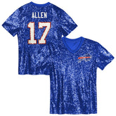 NFL Buffalo Bills Josh Allen Girls Youth Sequin V-Neck Fashion Jersey