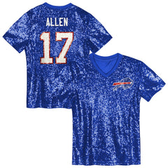 NFL Buffalo Bills Josh Allen Girls Youth Sequin V-Neck Fashion Jersey