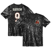 NFL Cincinnati Bengals Joe Burrow Girls Youth Sequin V-Neck Fashion Jersey