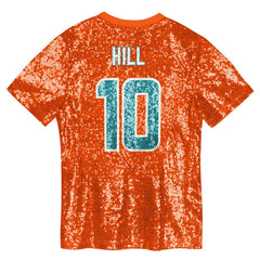 NFL Miami Dolphins Tyreek Hill Girls Youth Sequin V-Neck Fashion Jersey