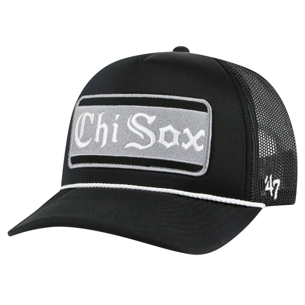 Chicago White Sox Local Patch Foam Front Trucker Adjustable Hat - Black | 47 brand