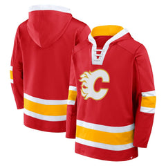 Calgary Flames Fanatics Inside Line Fleece Pullover Hoodie- Red