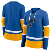 St. Louis Blues Fanatics Women's Prime Time Lace-Up Long Sleeve T-Shirt