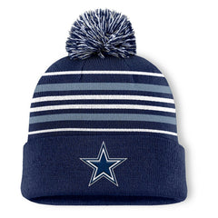 NFL Dallas Cowboys Fundamental Striped Cuffed Knit Hat with Pom