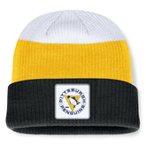 Pittsburgh Penguins Fanatics Heritage Showboat Color-Block Cuffed Knit Hat