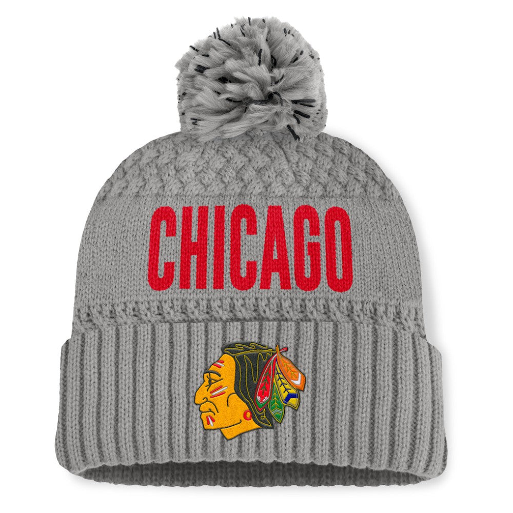 Chicago Blackhawks Fanatics Women's Heritage Tilly Cuffed Knit Hat with Pom