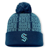 Seattle Kraken Fanatics Fundamental Empty Net Cuffed Knit Hat with Pom