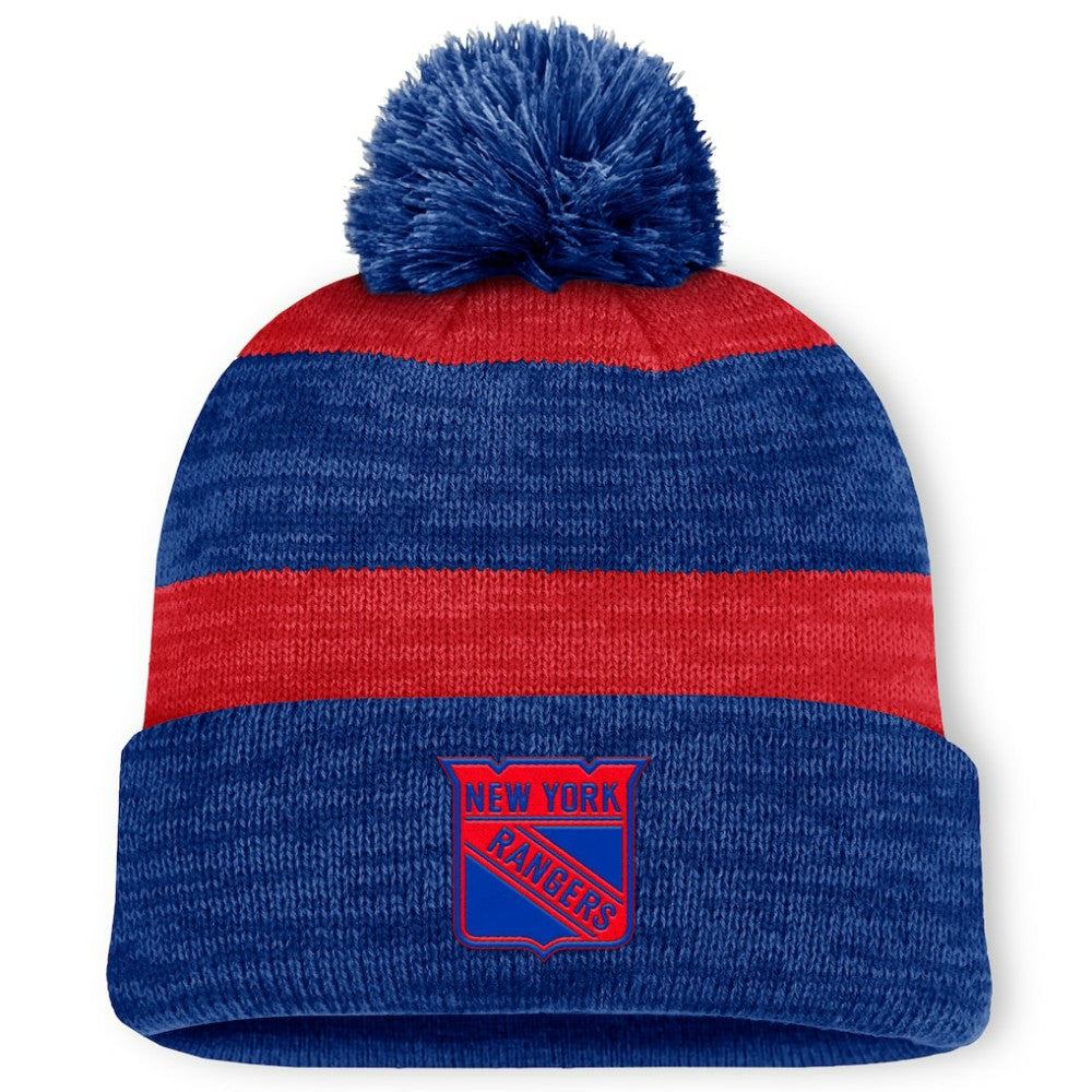 New York Rangers Fanatics Fundamental Red Line Cuffed Knit Hat with Pom