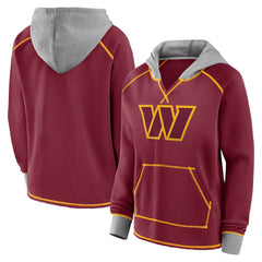 NFL Washington Commanders Logo Athletic Women's Boom Fleece Pullover V-Neck Hoodie