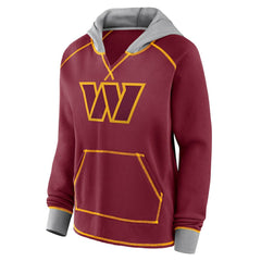 NFL Washington Commanders Logo Athletic Women's Boom Fleece Pullover V-Neck Hoodie