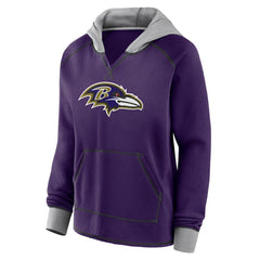 NFL Baltimore Ravens Logo Athletic Women's Boom Fleece Pullover V-Neck Hoodie