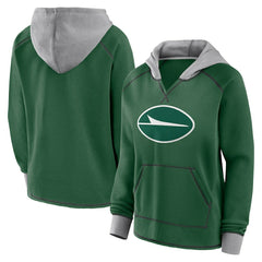 NFL New York Jets Logo Athletic Women's Boom Fleece Pullover V-Neck Hoodie