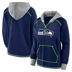 NFL Seattle Seahawks Logo Athletic Women's Boom Fleece Pullover V-Neck Hoodie