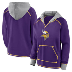 NFL Minnesota Vikings Logo Athletic Women's Boom Fleece Pullover V-Neck Hoodie