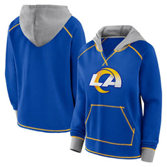 NFL Los Angeles Rams Logo Athletic Women's Boom Fleece Pullover V-Neck Hoodie