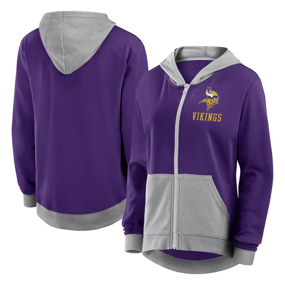 NFL Minnesota Vikings Logo Athletic Women's Hit It French Terry Full-Zip Hoodie