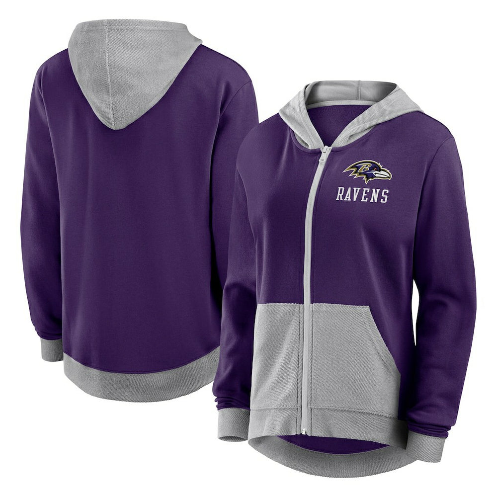NFL Baltimore Ravens Logo Athletic Women's Hit It French Terry Full-Zip Hoodie