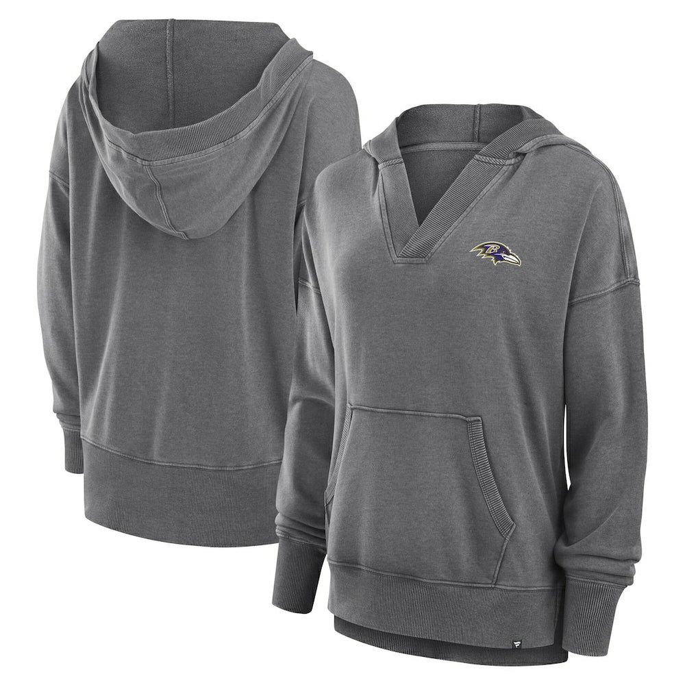 NFL Baltimore Ravens Women's Initiative Snow Wash French Terry V-Neck Pullover Hoodie