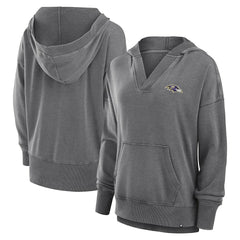 NFL Baltimore Ravens Women's Initiative Snow Wash French Terry V-Neck Pullover Hoodie