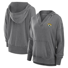 NFL Jacksonville Jaguars Women's Initiative Snow Wash French Terry V-Neck Pullover Hoodie