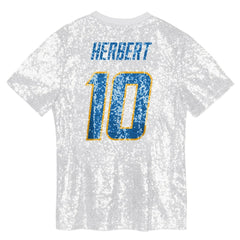 NFL Los Angeles Chargers Justin Herbert Girls Youth Sequin V-Neck Fashion Jersey