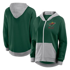 Minnesota Wild Logo Athletic Women's Hit It French Terry Full-Zip Hoodie
