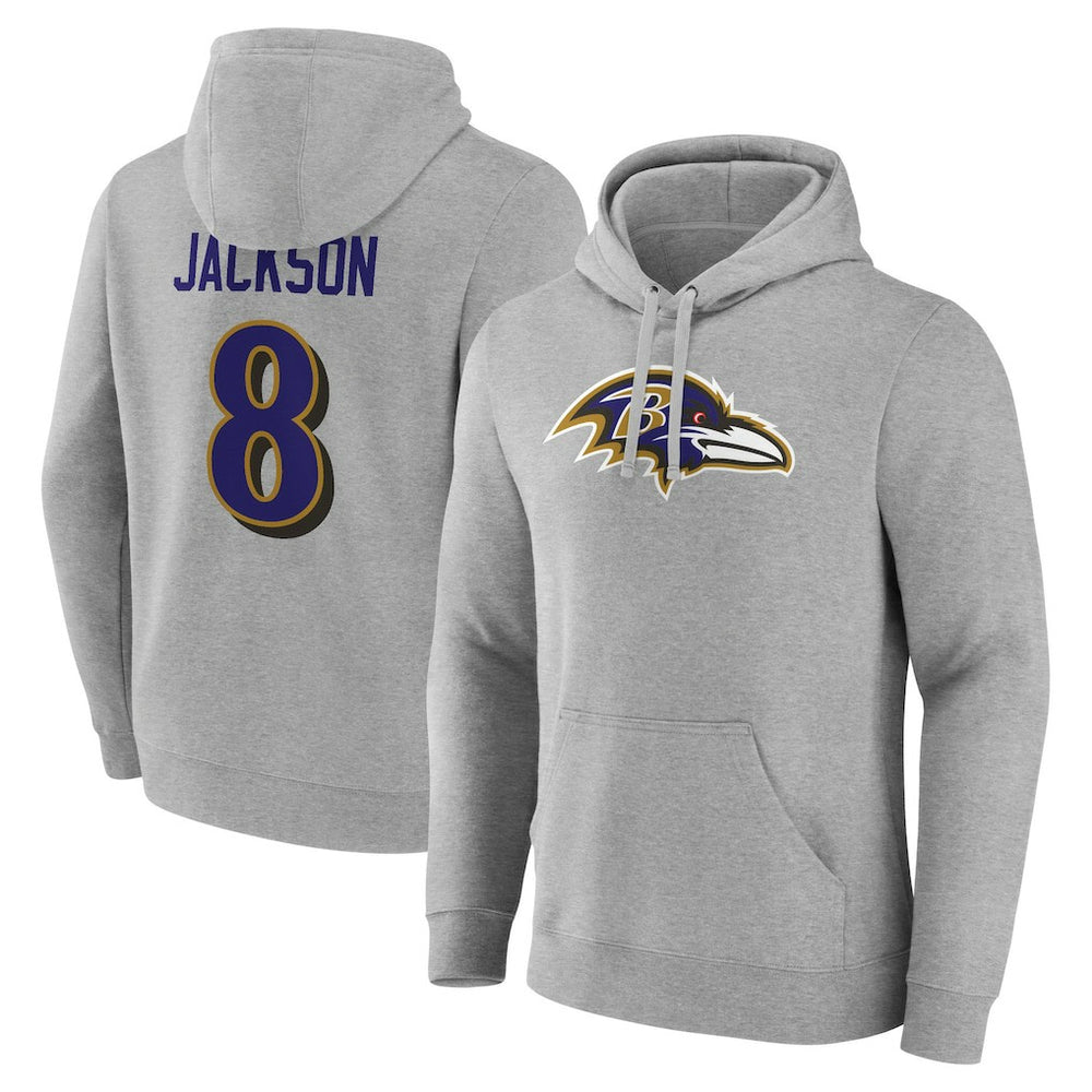 NFL Baltimore Ravens Lamar Jackson Icon Player Name & Number Pullover Hoodie