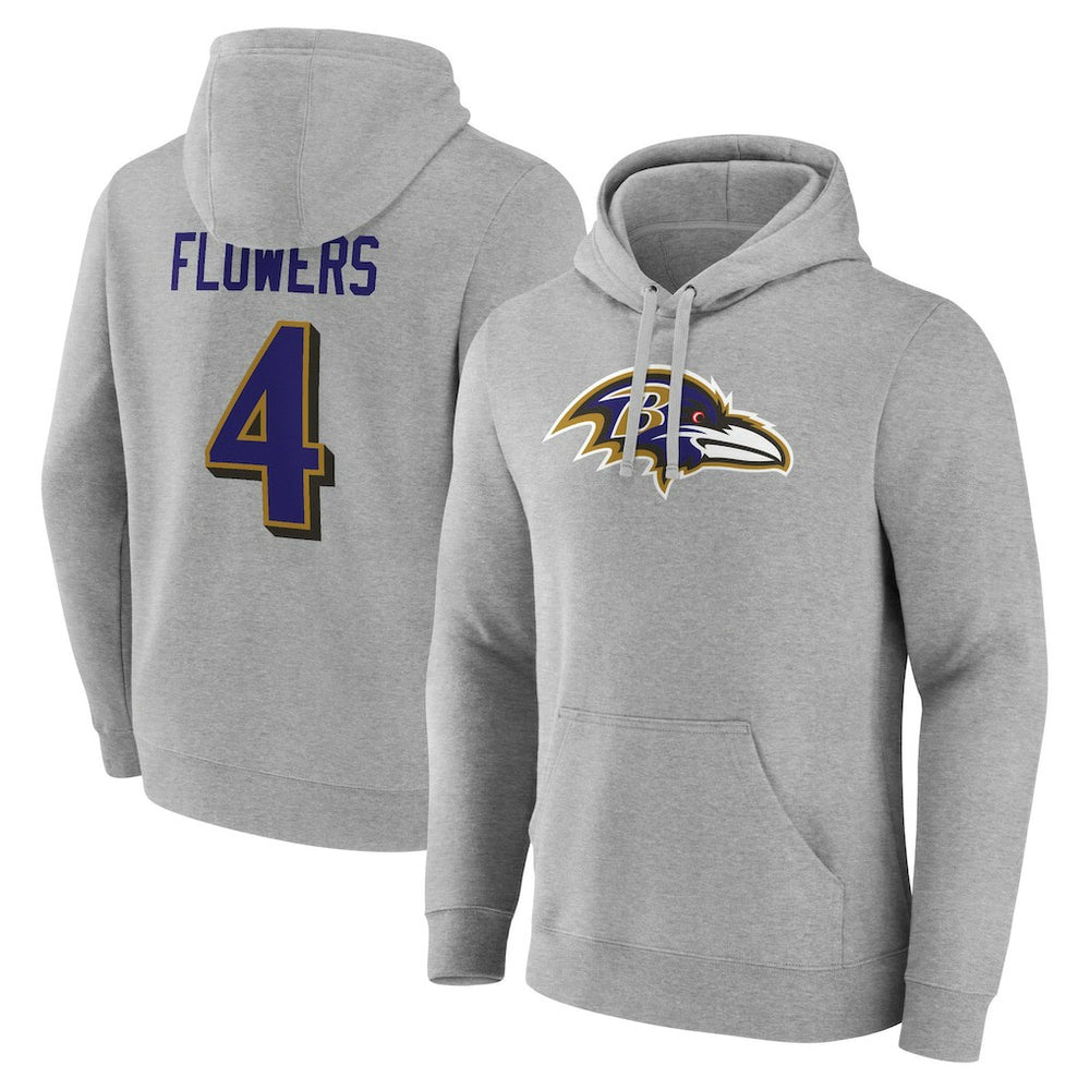 NFL Baltimore Ravens Zay Flowers Icon Player Name & Number Pullover Hoodie