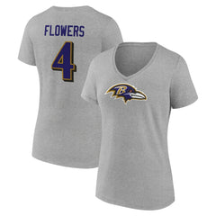 NFL Baltimore Ravens Zay Flowers Women's Icon Player Name & Number V-Neck T-Shirt